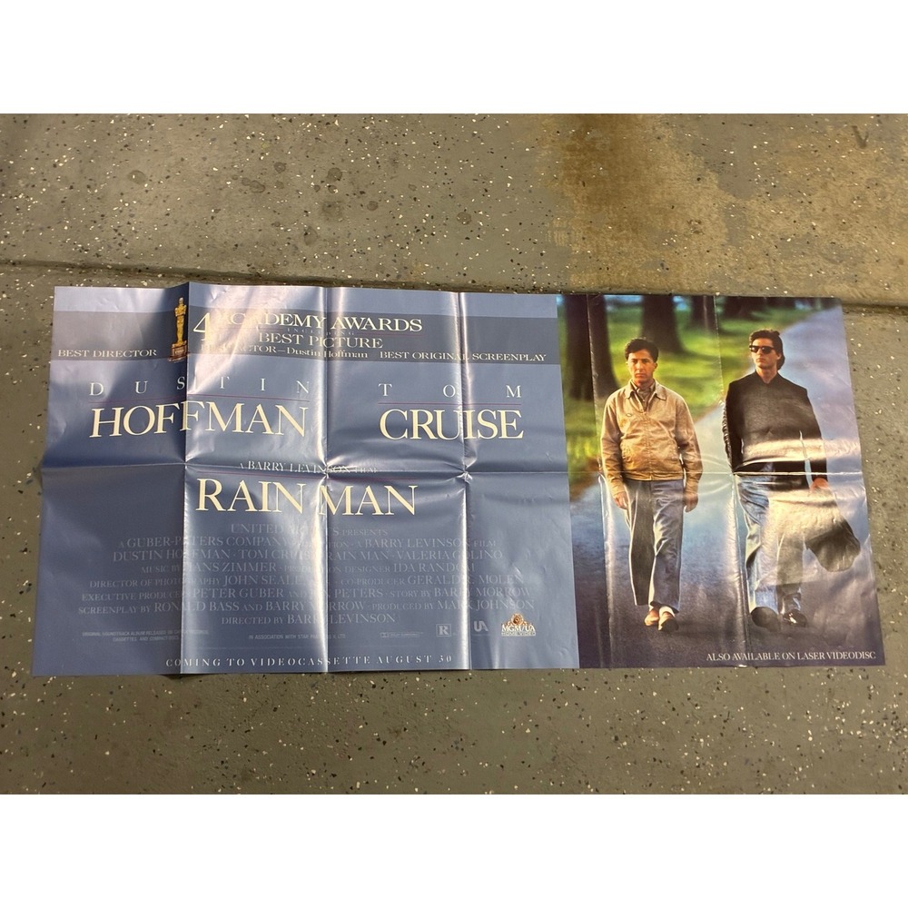 Vintage Rain Man Movie Poster 1989 Academy Award Dustin Hoffman Tom Cruise 24x48